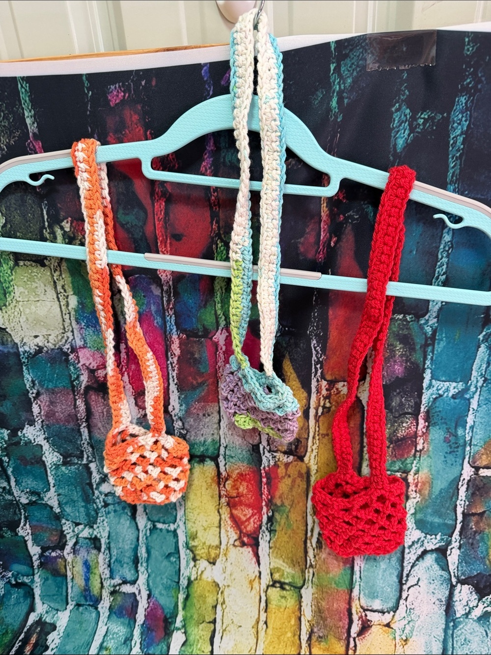 Handmade Crochet wine glass holders- Orange, Multicolor, Red